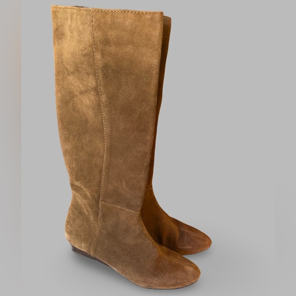 Vintage y2k BCBGeneration Brown Suede Kitten Stacked Heel Knee Boots Sz 8.5 - Picture 4 of 8